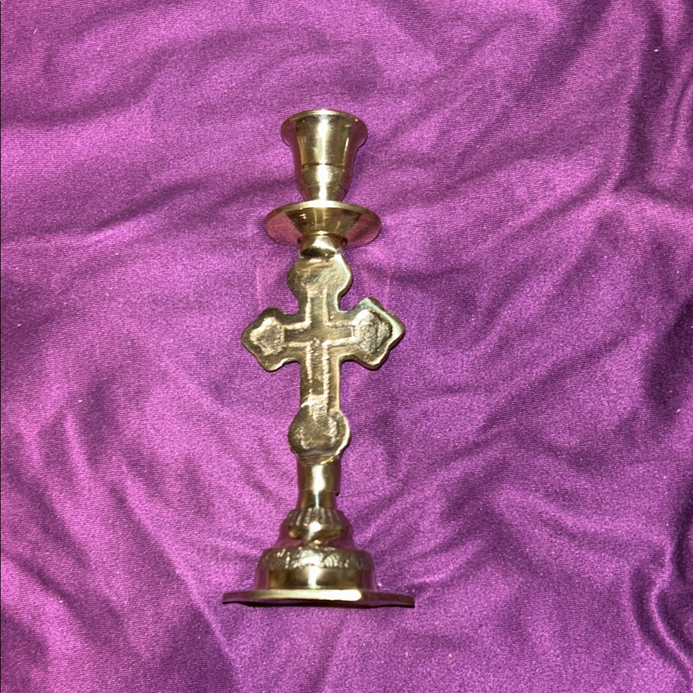 Elegant Gold Cross Candle Holder